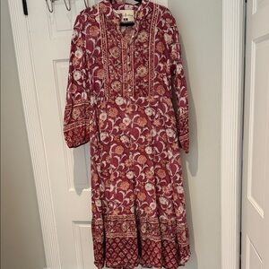 Bohemian Fox & Hen Boutique Burgundy Floral Long Sleeve Dress XL